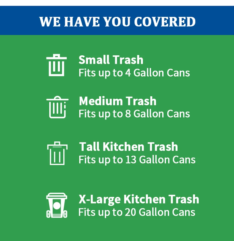 Wholesale Black  Hot Sealed Large Size Sustainable Biodegradable Kitchen Flat 65 Gallon Recycled Plastic Garbage Bag