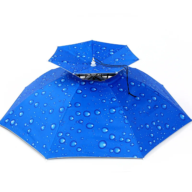 Adjustable Head Umbrella Hat Cap Headwear Umbrella for Fishing Hiking Beach Camping Cap Head Hats Outdoor Sun-proof Custom Logo