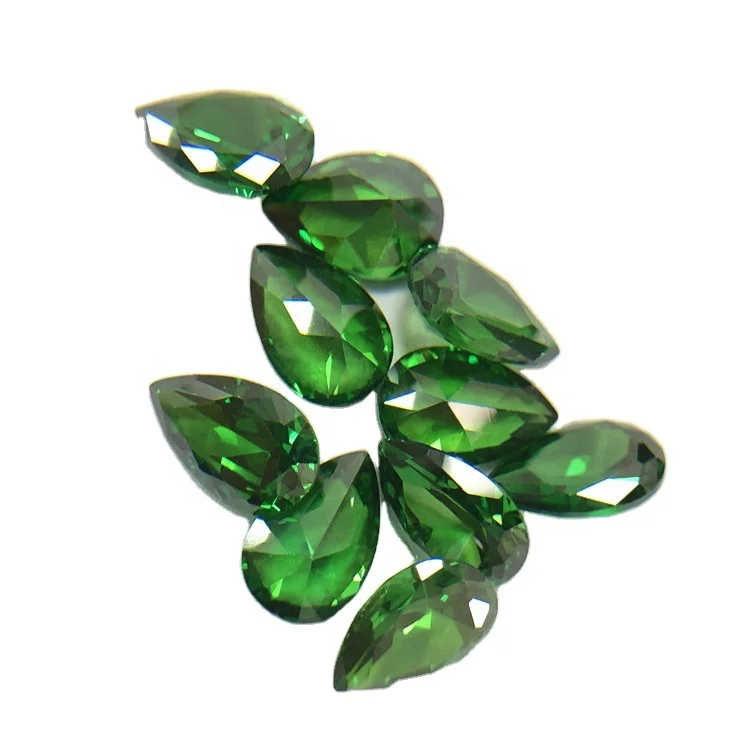Loose hot sale water droplets 5x7mm 6x9mm gemstone synthetic (lab Created) green pear cubic zirconia