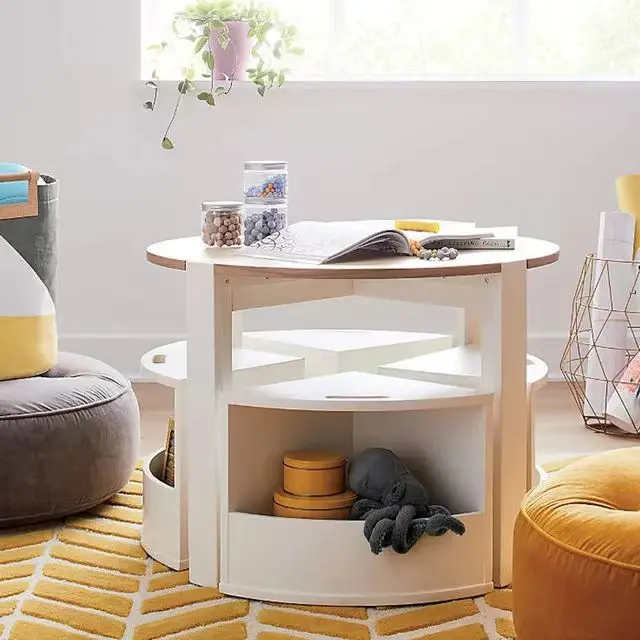 Kids Table and Chair Set for Kids Toddler 5 Piece Sets Children Play Activity Table with Storage for Playroom