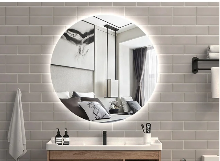 Горячие продукты, оптовая продажа, умное круглое настенное зеркало для отеля, светодиодное зеркало с сенсорным экраном