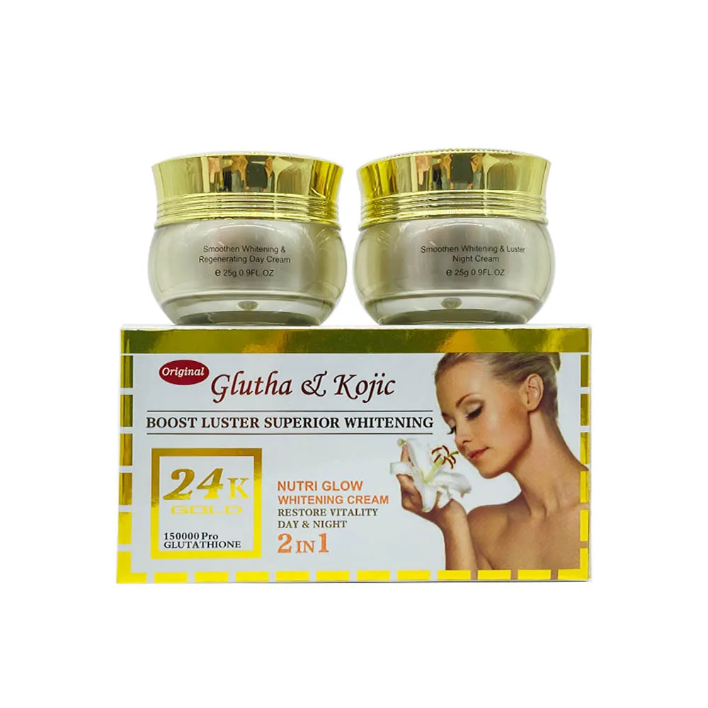 Super Whitening 24K Gold Day and Night Face Beauty Cream Glutathion & Kojic Natural Glowing Skin Best Anti-aging Cream