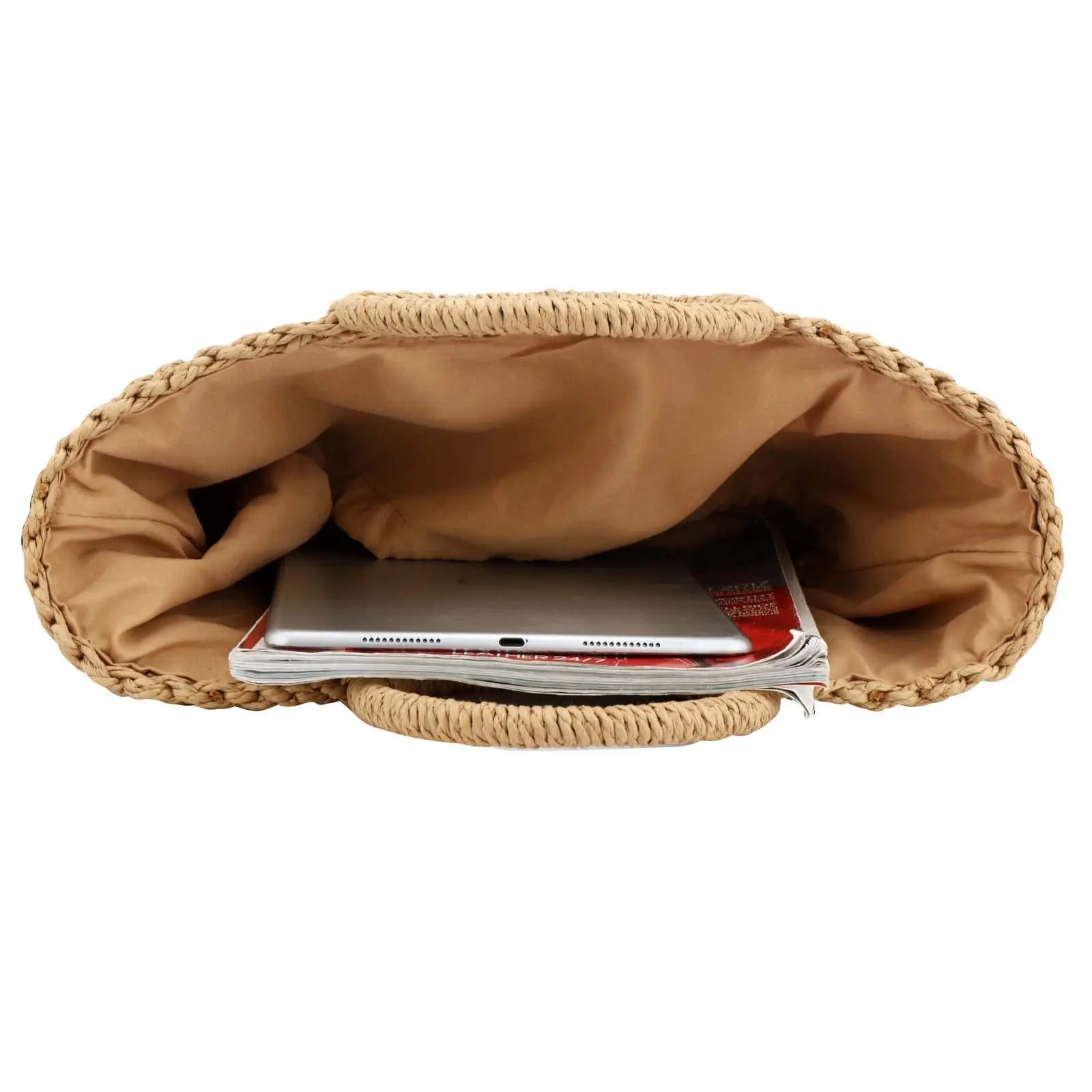 Handmade Wicker Grass Woven Purse Oval Brown Straw Boho Shoulder Bags Round Rattan Bag Beach Stray Fitted Bag Basket for Women