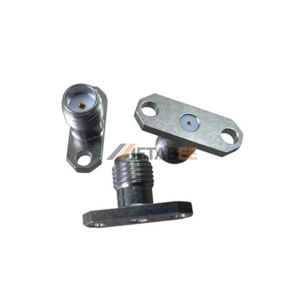 SMA Straight Jack Coaxial Connector Female Pin Panel Mount Four Hole Flange Epoxy Captivated 50 Ohm