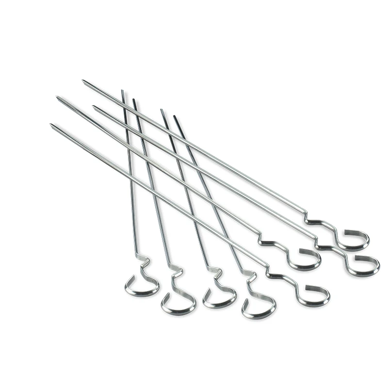
Stainless Steel Rib Roast Rack Shish Kabob Skewers Flat BBQ Metal Skewers for Grilling Rotatable BBQ Skewers set of 7pcs 