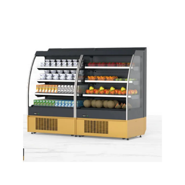 Supermarket Display with Vertical Refrigerated Coolers Air Curtain Open Chiller Ensures Optimal Freshness