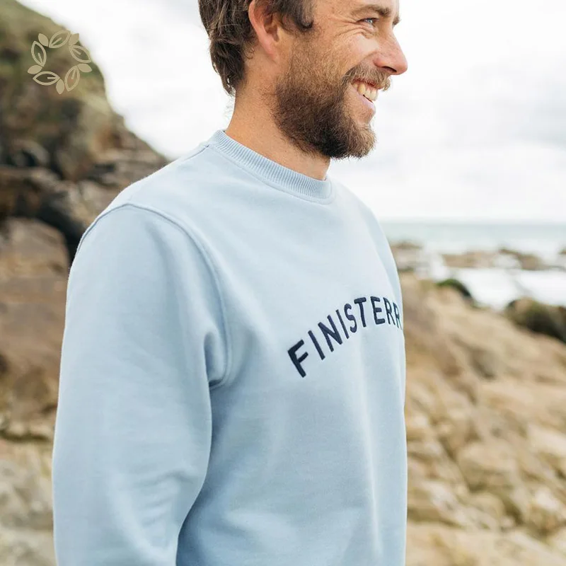Embroidery Fleece Sweatshirt for men winter pullover organic cotton hemp Fleece pullover sweater knitted custom sweatshirt man