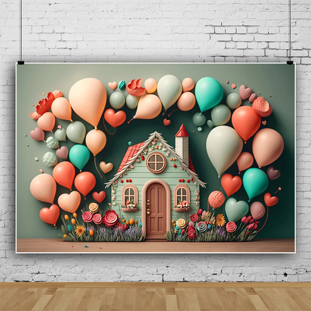3D-фон для фотосъемки с разноцветными шарами декорация детского дня рождения семейной фотостудии фотореалистичная ткань