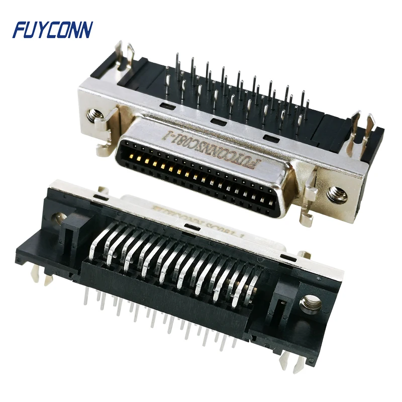 Правый угол PCB 36Pin D лента MDR разъем Гнездовой SCSI разъем с шагом 1,27 мм, R/A женский SCSI 36-контактный серворазъем