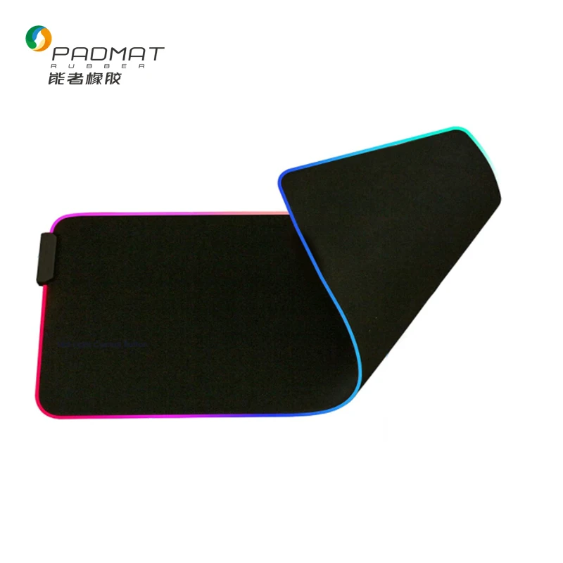 Top quality anti-slip rollable RGB gaming  natural rubber mouse pad with led light