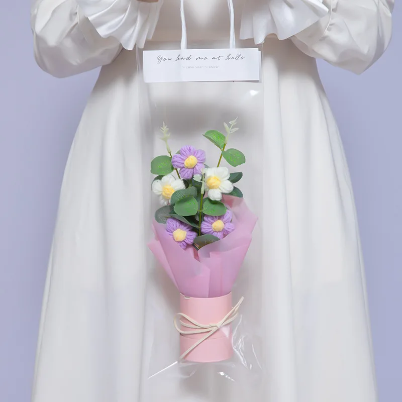 Консервированный маленький вязаный букет цветов на День матери подарок день Святого Валентина Рождения Выпускной