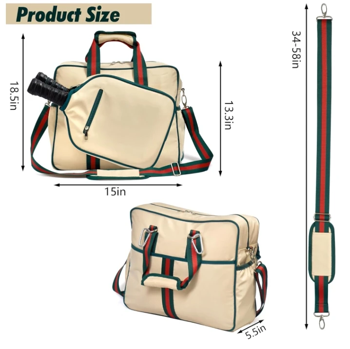 Cute Tote Pickleball Bags for WomenTote With Front Pocket Fits 2 Paddles