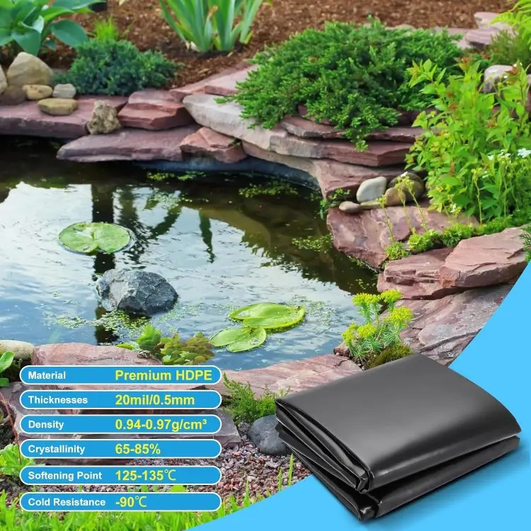 GM13 6x7.6m standard 0.5mm thickness Hdpe plastic Geomembrane sheet for Large Fish Ponds Farm Tank