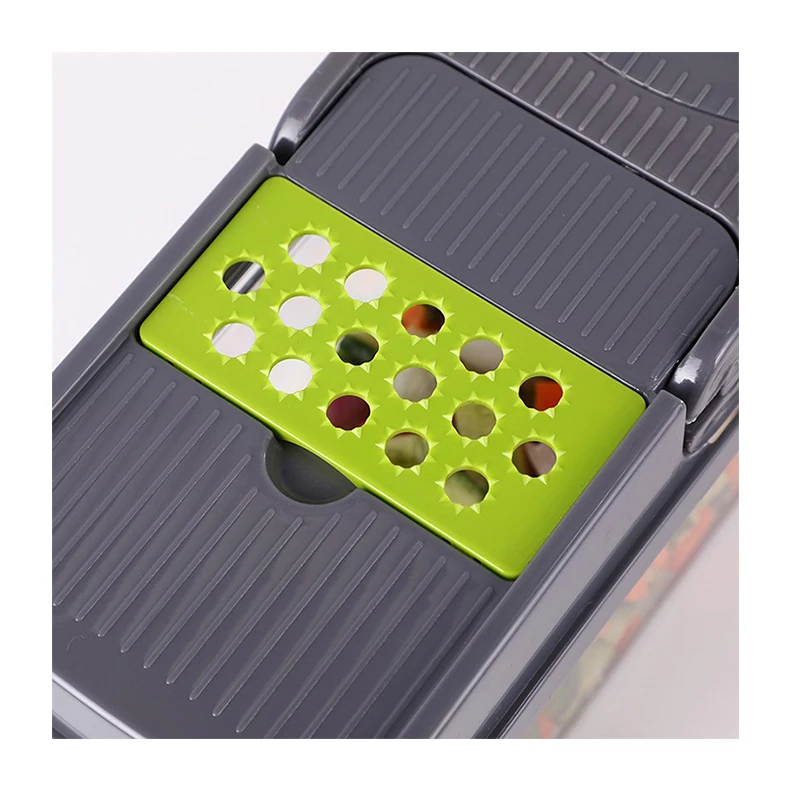 High quality 12 in 1 potato tomato cutter galic masher kitchen tool plastic Fruit & Vegetable chopper with Drain Basket