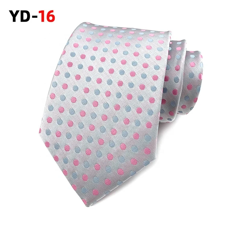 Classic design mens poka dot tie multiple colour polyester necktie fashion high quality white dotted blue tie