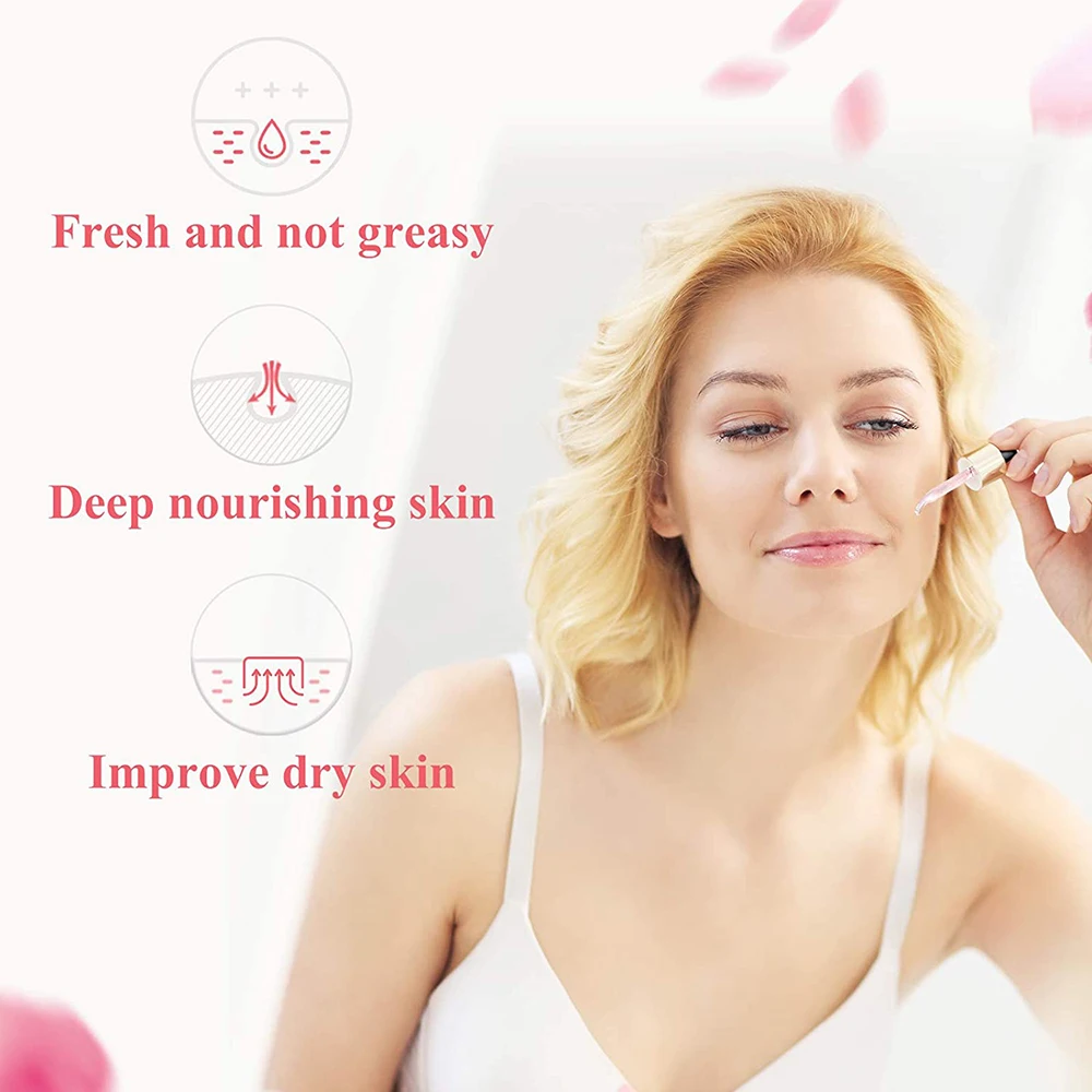 Anti Wrinkle Face Glowing Serum Face Care Product Moisturiser Face Oil Glowing Collagen Rose Petal Facial Serum