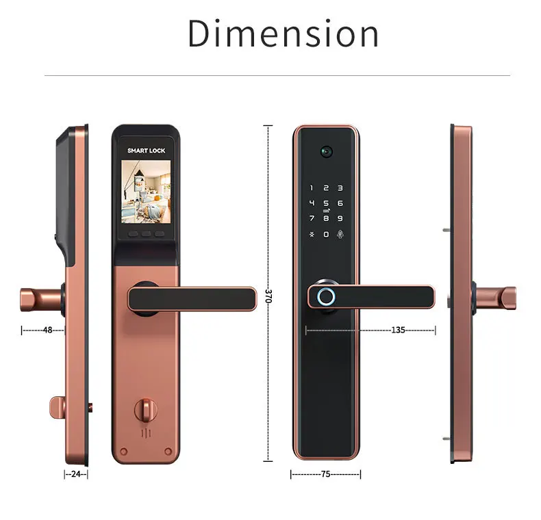 8 Language Voice Tuya Wifi Digital Fingerprint Cerradura Inteligente Smart Camera Door Lock K1-pro