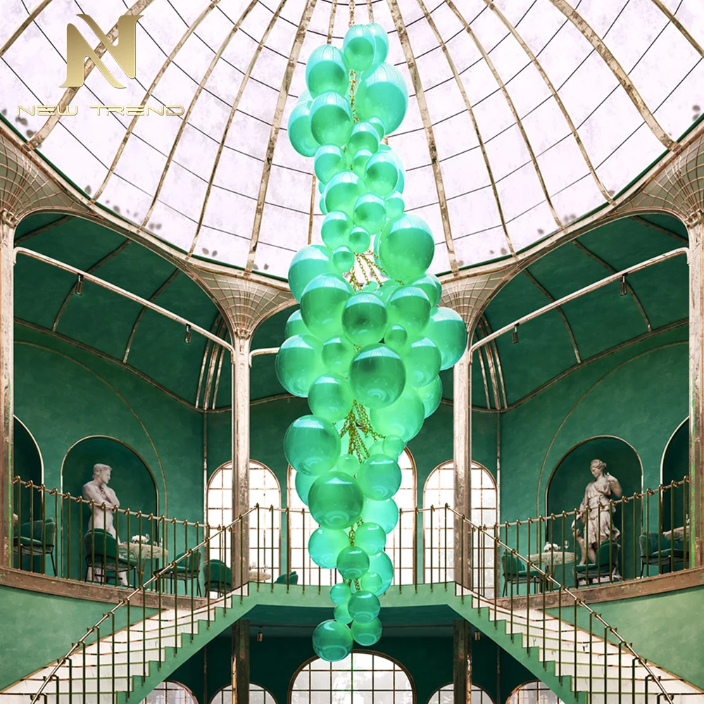 Contemporary Design Indoor Decoration Hotel Lobby Hall Villa Staircase Glass Balloon LED Chandelier