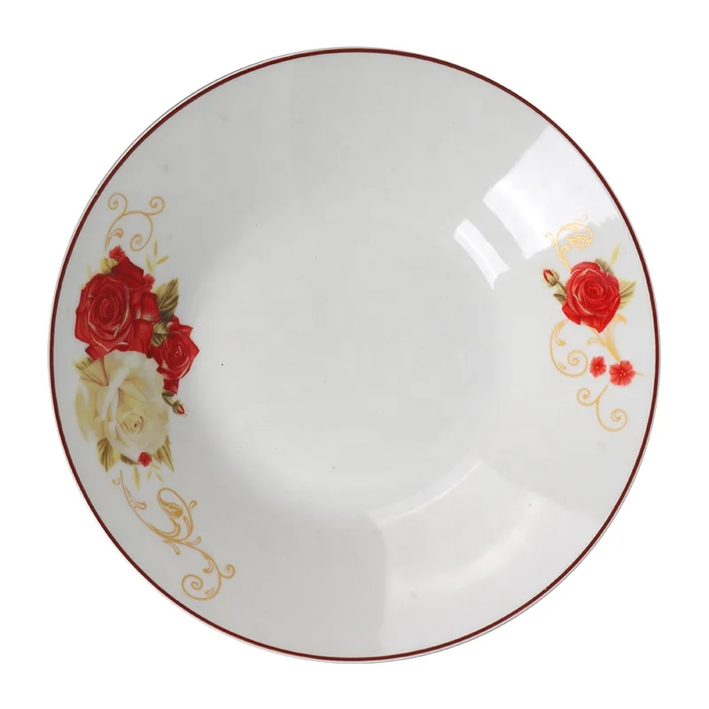 Wholesale decals and pad printing custom patterns ceramic dishes & plates porcelain soup plates 9 soup plate