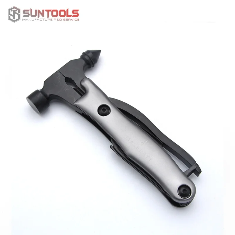 Factory direct supply stainless steel with black finished outdoor survival car use emergency glass breaker hammer multi tools