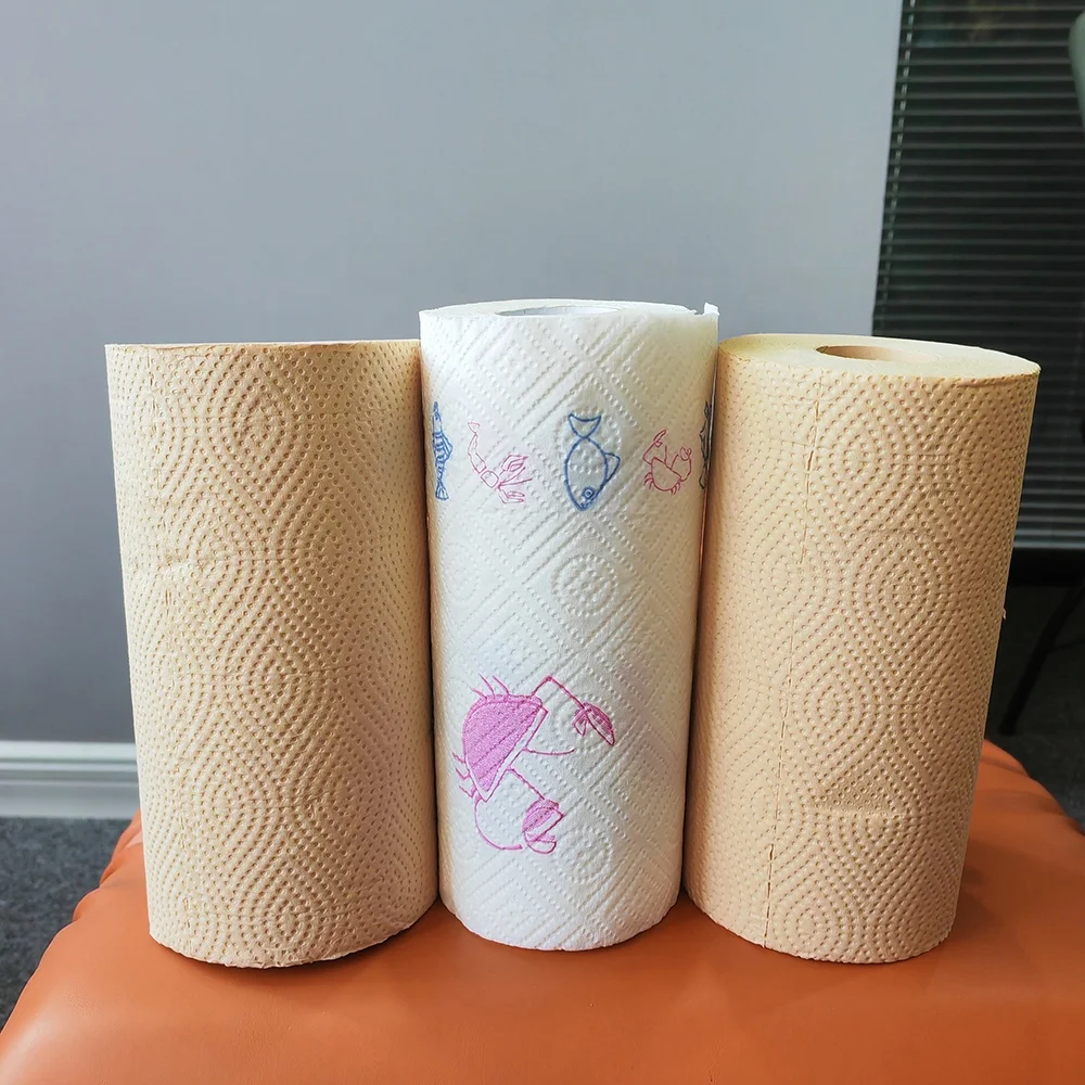 Factory Customize Cheap High Quality Printed Kitchen Paper Towel 2ply Bleached & Unbleached Towel Paper