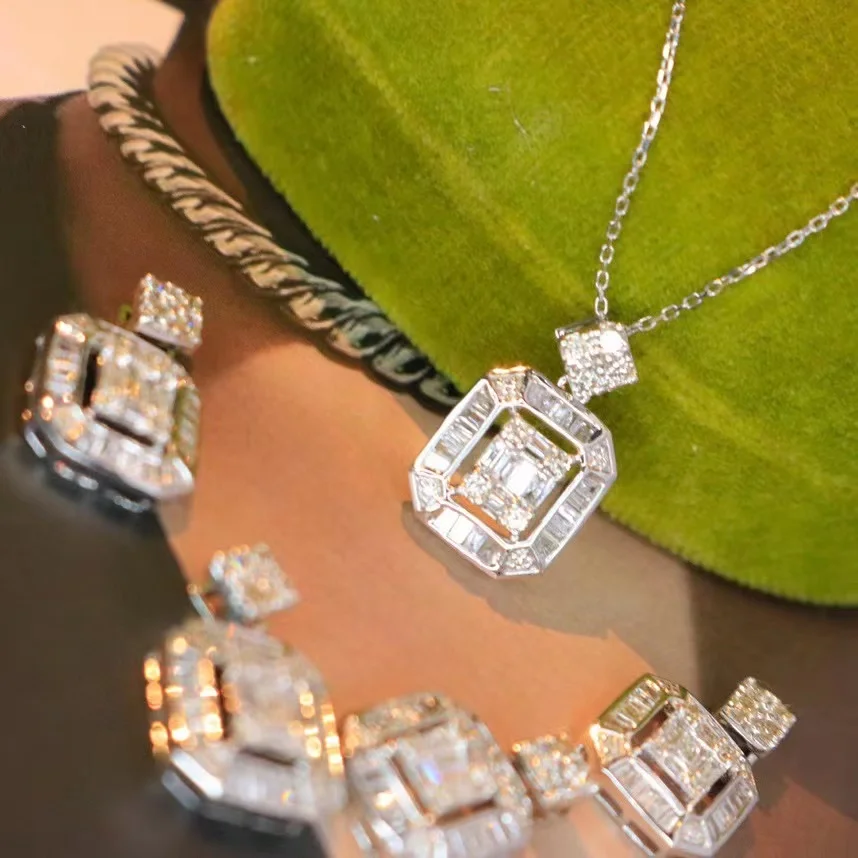 0.45ct Natural Diamond 18k Solid Gold Jewelry Diamond Pendant Necklace Women genuine diamond jewelry