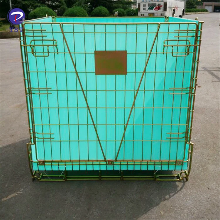 Collapsible folding storage cage/mesh container with pp