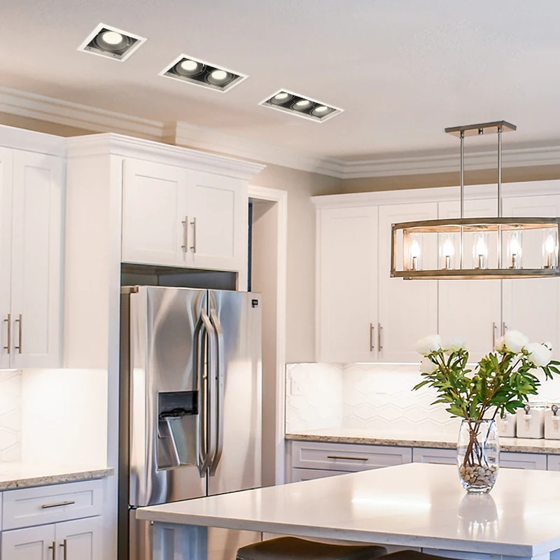 3 Heads 15W 18W Triple adjustable Cob Led Grille Light Recessed Downlights Wall Washer Ceiling Indoor Embedded Spotlights