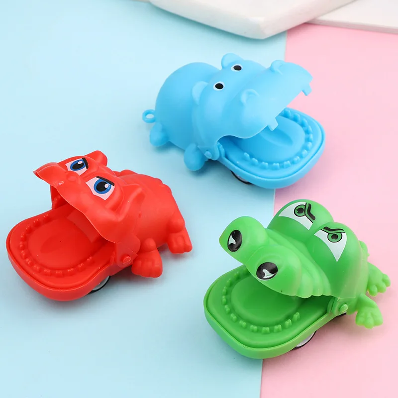 Jincan Small pull back car cartoon crocodile hippo vicious dog mini big mouth toy car cartoon children toy promotional gift