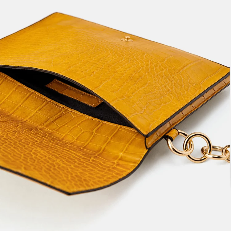 Custom Vegan Croc Leather Ladies Wristlet Pouch Envelope Clutch Bag Purse For Women