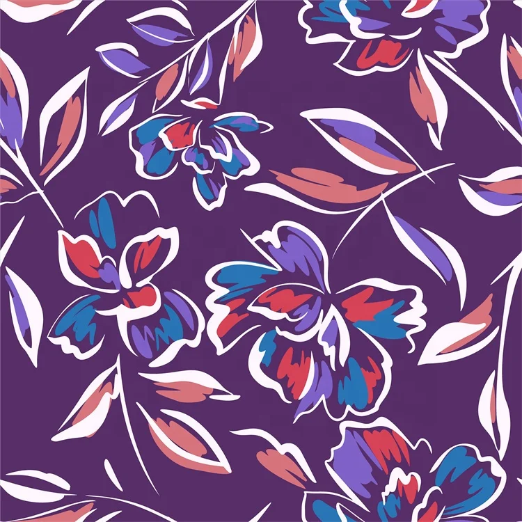 Customized Printed Flower Design Viscose Rayon Fabric for Dresses