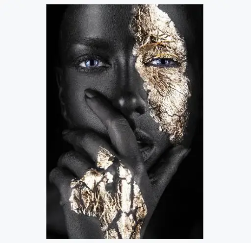 
African Art Black and Gold Woman Print Paintings For Home Decor Canvas Oil Painting Poster 
