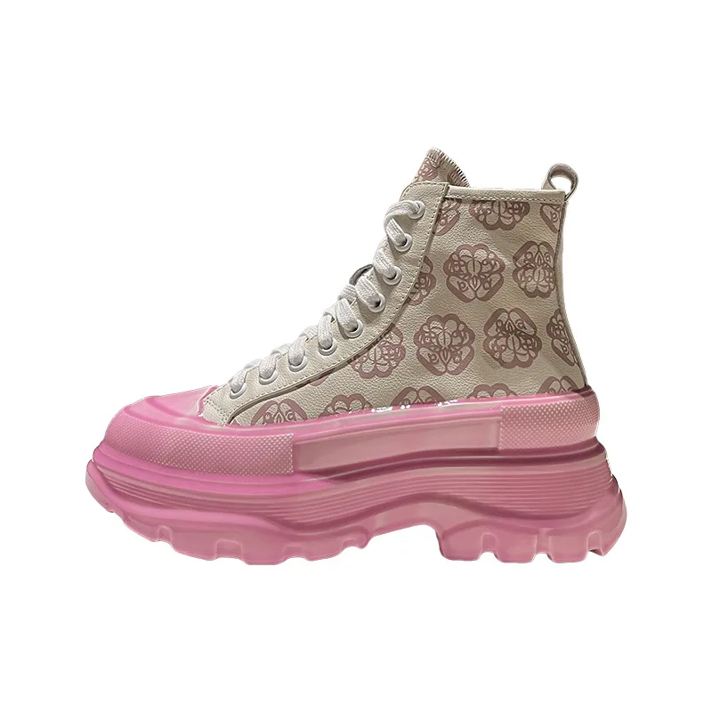 2021 модные стильные высокие зимние блестящие водонепроницаемые блестящие сапоги на платформе с принтом, женские осенние сапоги