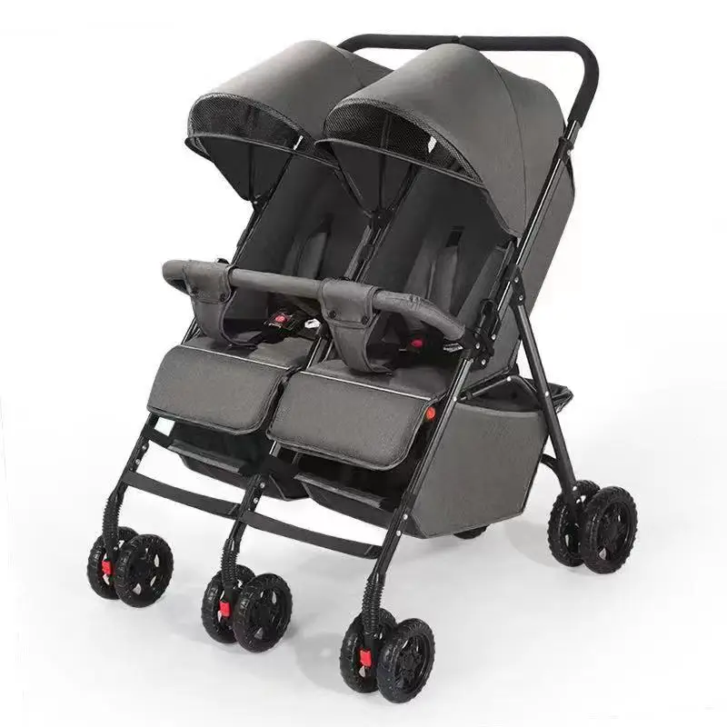 Double Twin Stroller Suitable from Birth, Lightweight, Compact Fold Pushchair side by side twin stroller