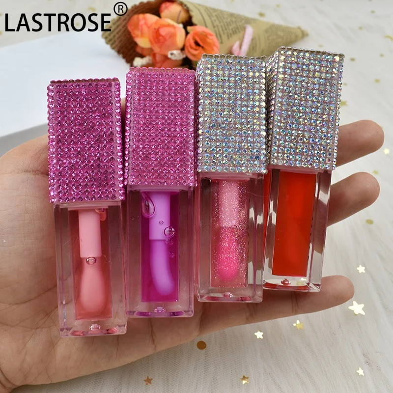 Fruit Flavor Lip Plumper Oil Long Lasting Moisturizing Lip oil Private Label Nude OEM Bling Rhinestone Lip Gloss Vendor
