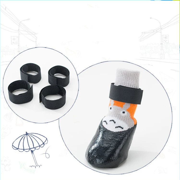 Anti Slip Cartoon Waterproof Dog Walking Socks Silicone Pet Dog Winter Boots Shoes