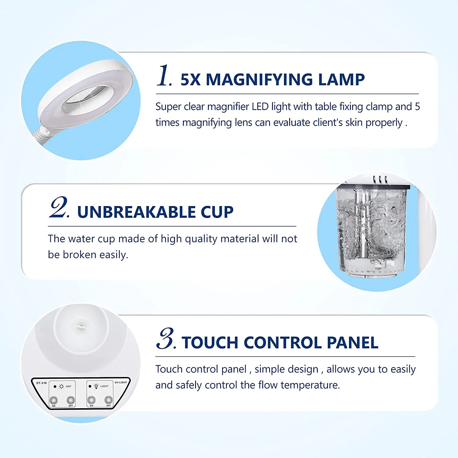 New Hot Face Steamer with 5X Magnifying Lamp Ring Light for Hair Salon Sauna Vapor Professional Vaporizer Facial Steamer