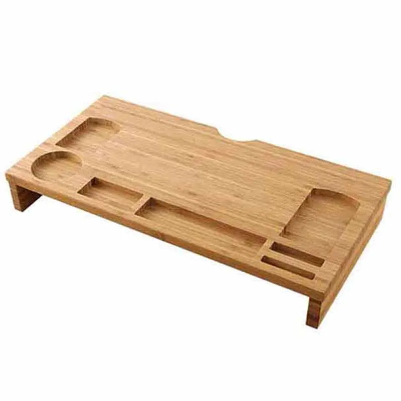 Bamboo Wood Monitor Stand Riser with Storage Organizer Office Computer Desk Laptop Cellphone TV Printer Stand Desktop Container