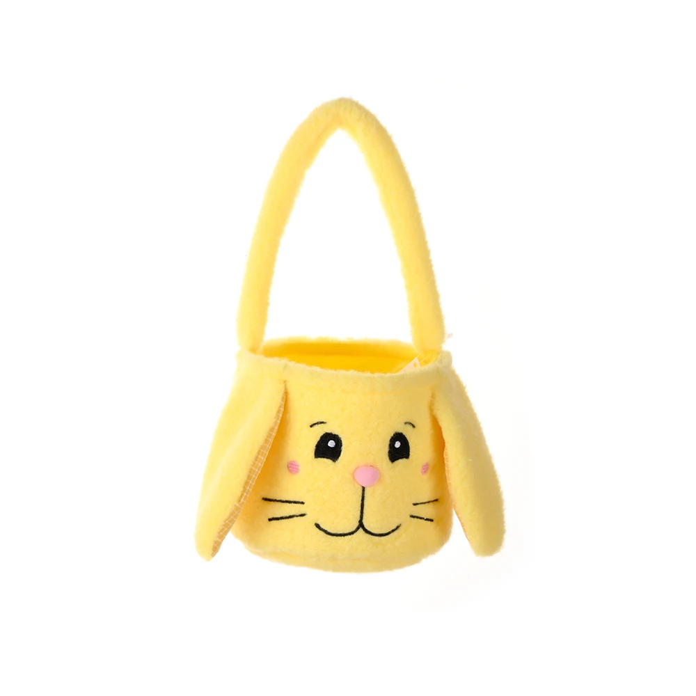 Wholesale Easter Buckets Soft Long Rabbit Ears Cute Candy Gift Storage Handheld Packaging Easter Eggs Plush Easter Baskets