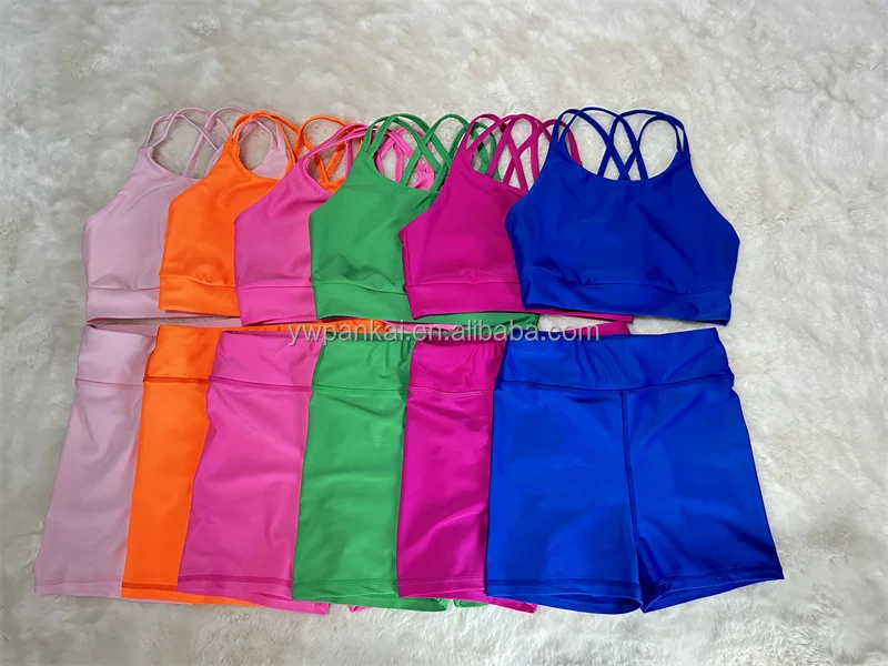 Factory Custom Solid Color Yoga Set Elastic Kids Fitness Gymwear Custom Logo Baby Girl Sports Clothes Set