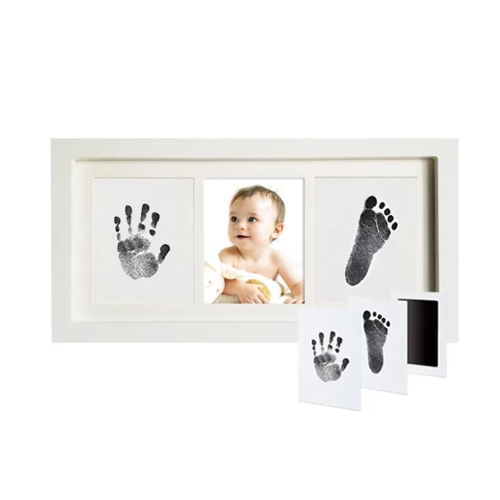 Oempromo Non toxic and safe baby memory keepsake gift set newborn handprint footprint photo frame kits