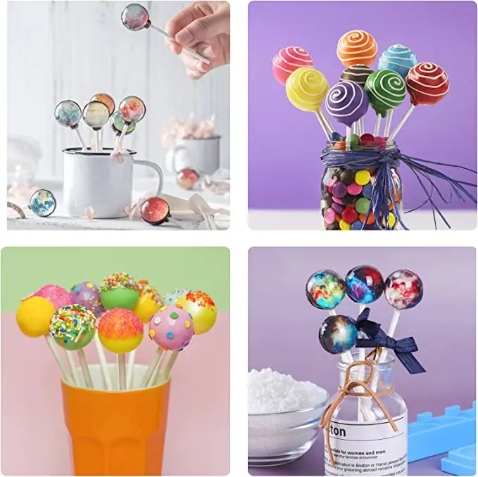 Saffron High Quality Silicone Sphere Hard Candy Sucker Molds cosmo galaxy lollipop candy Round silicon mold for lollipop thick