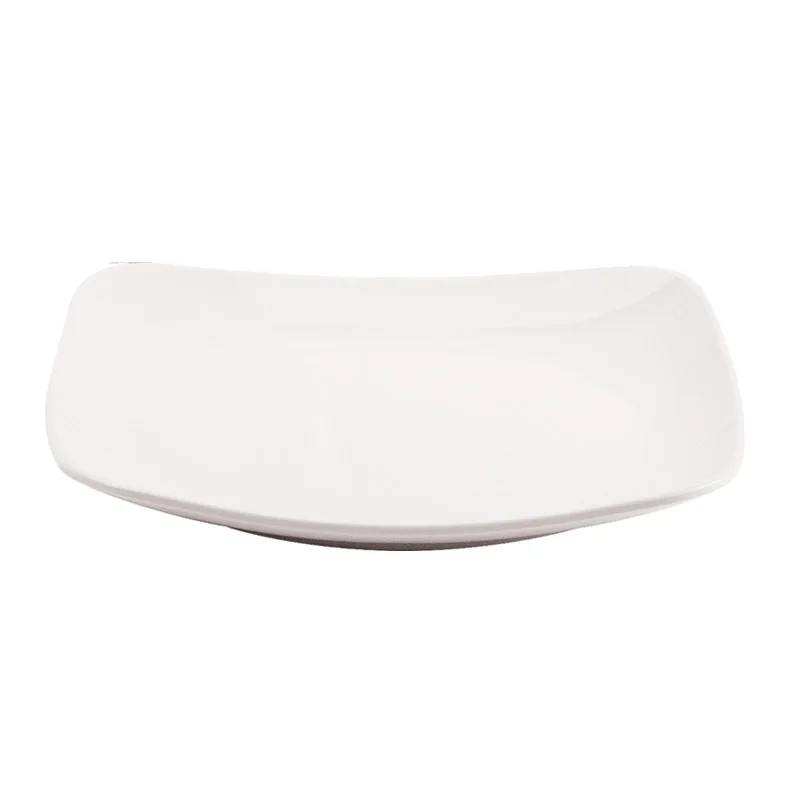 Thick Wholesale Restaurant Dinner Plates White Plastic Food Tray 12 inch Melamine Square Plate