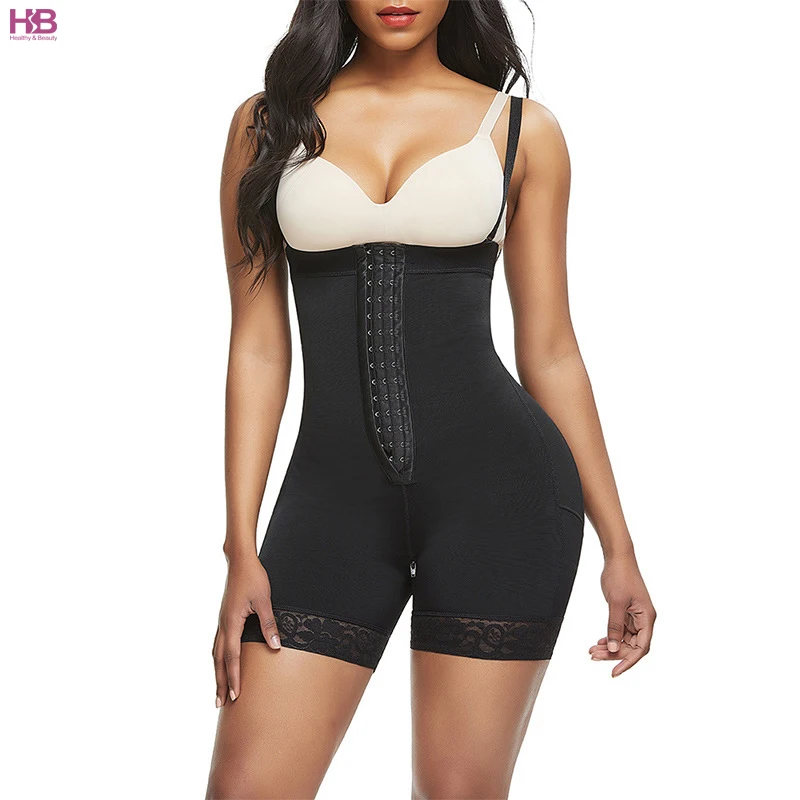 Women Slimming High Waist Lace Tummy Control Butt Lifter Zippered Crotch Shapewear Body Shaper