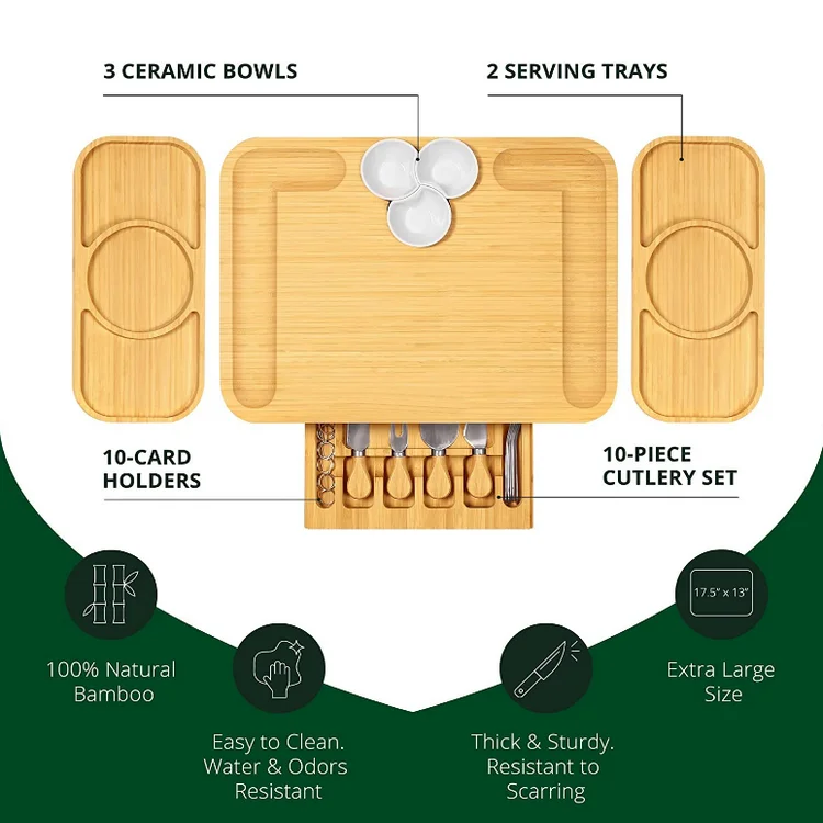 Wholesale Chopping Drawer Custom Logo Bamboo Trays Collecting Wood Cutting Board