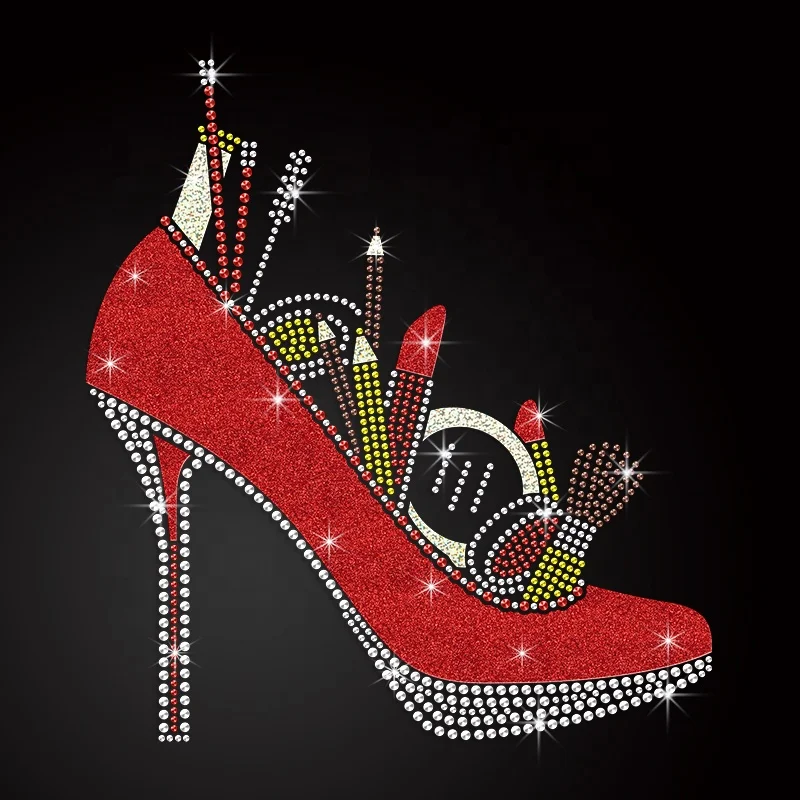 Лидер продаж женские туфли на высоком каблуке со стразами переводное железо для футболки взрослых