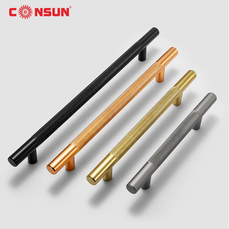 Wholesale Aluminum Alloy Handles Textured Knurled Wardrobe Kitchen Cabinet Drawer Pulls Knobs CSK141-L