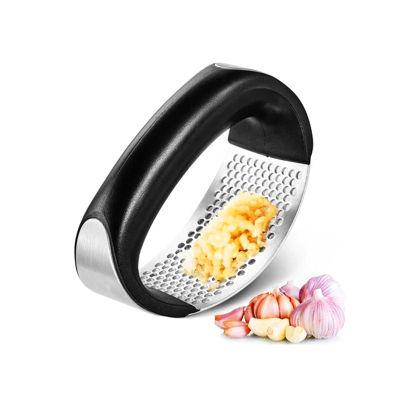 Manual Stainless Steel Curved Garlic Press Crusher Kitchen Manual Garlic Mincer Chopping Garlic Vegetable Tools