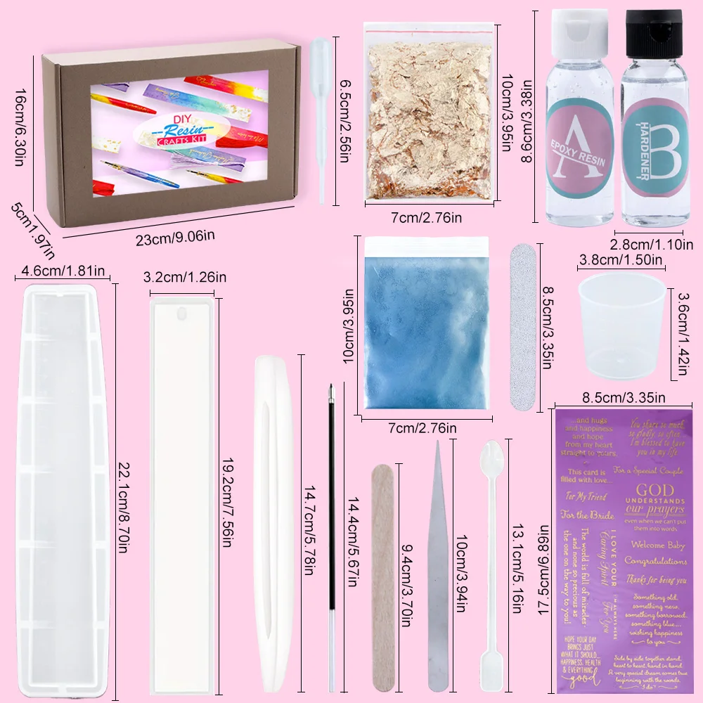 TIMESRUI Resin Bookmarks Making Kit With Silicone Molds Crystal Clear Epoxy Resin Pen Making Kit for Beginners DIY Bookmarks