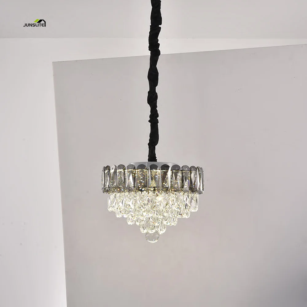 Luxury  smoky and clear cristal  hanging  chandelier light